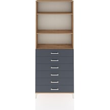 Arges Dolap 3 Raflı 6 Çekmeceli 88x30x221 Çam-antrasit Atlas Çam