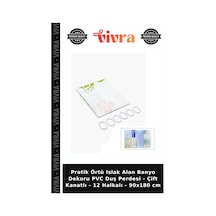 Pratik Örtü Islak Alan Banyo Dekoru Pvc Duş Perdesi - Çift Kanatlı - 12 Halkalı - 90x180 Cm Çok Renkli