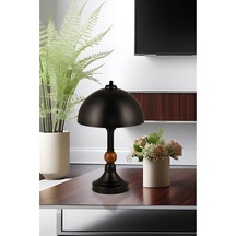 Piedra Ahşaplı Abajur Siyah