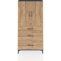 Arges Dolap 3 Raflı 3 Çekmeceli 2 Kapaklı 88x30x182 Antrasit-çam Antrasit