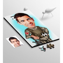 Kişiye Özel Asker Karikatür 104 Parça Ahşap Puzzle - 2