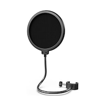 Coverzone Stüdyo Ve Masaüstü Standı İçin Mikrofon Pop Filtresi, Çift Katmanlı, Kaz Boynu Klipsi, Akış, Podcasting, Seslendirme, Ev Kayıt Stüdyosu İçin, Siyah