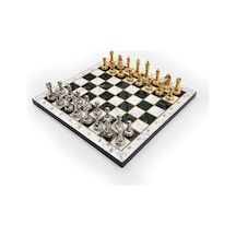 Ahşap - 432 - Satranç Takımı Metal Taşlı Merduz36s - 25cm, Altın-gümüş - Kmrsfres - - Merduz25g