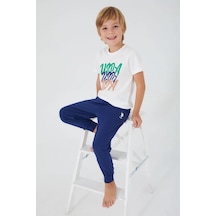 U.s. Polo Assn. 1315 Erkek Çocuk Writing Kısa Kol Pijama Takım Krem