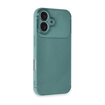 Newface Apple İphone 16 Plus Kılıf Auto Focus Karbon Kapak - Koyu Yeşil