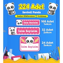 Sevimli Panda Temalı Okul Kreş Kişiye Özel İsim Etiket Seti - Model 148 Çok Renkli