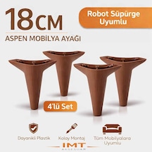 Aspen 20 Cm Ceviz 4'lü Set Koltuk Baza Dolap Tv Ünitesi Yatak Odası Konsol Ayağı Ceviz