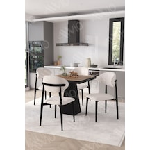 Avvio Viola Siyah Polo Metal Sandalye 90x90 Kare Yemek Masası Mutfak Masası Masa Sandalye Takımı Akçaağaç