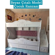 Çocuk Ranzası Beyaz - Çıtalı Model Çocuk Ranzası Beyaz - Çıtalı Model