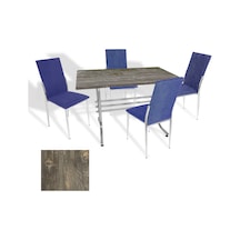 Japon - Gözde Masa Takımı - 70x120 Werzalit, Wermodin Ve Allzalit Tabla - Old Pine - Taytüyü Lacivert Çok Renkli