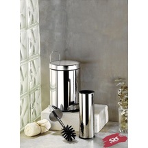 Pedallı Çöp Kovası Wc Fırça Set 3 Lt Krom Genel