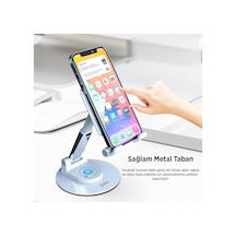 Katlanabilir 360 Derece Dönen Masaüstü Telefon Standı Beyaz Acı Kahverengi