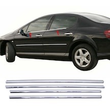 Peugeot 407 Krom Cam Çıtası 4 Parça P.çelik 2004 Üzeri