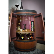 Masifart Şarap Fıçısı Üstten Kapaklı Mini Bar