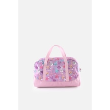 İcone Bag Baskılı Spor Çanta, Cepli Spor Çanta, Fermuarlı Detaylı Çocuk Spor Çanta, Açık Pembe