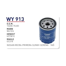 WUNDER WY913 YAĞ FİLTRESİ - NiSSAN MiCRA-PRiMERA-SUNNY-SERENA
