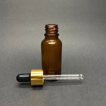 Amber Cam Damlalıklı Şişe Gold Metalik Kapak  20 ML