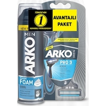Arko Men T3 Pro3 Tıraş Bıçağı 3'lü + Cool Tıraş Köpüğü 200 ML