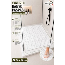 Mainshop Kaydırmaz Taban Masajlı Duşa Kabin Ve Banyo Paspası-banyo Küvet Içi Paspas Beyaz Renk M-150