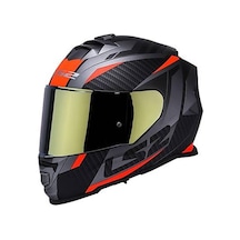 Ls2 Storm 2 Racer Turuncu Kapalı Motosiklet Kaskı Gold Camlı Mat Siyah - Turuncu