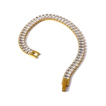 Eetit Paslanmaz Çelik Kübik Zirkonya Zincir Bileklik Kadın