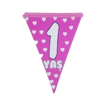 1 Yaş Pembe Kalpli Flama 2 Metre 10 Yaprak Flama