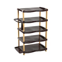 Omnipazar Sy-5138 Plastik Smartline İkili Ayakkabılık 5 Katlı Kahverengi Kahverengi