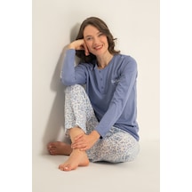 Pierre Cardin 9270 Modal Uzun Kol Kadın Pijama Takımı Mavi