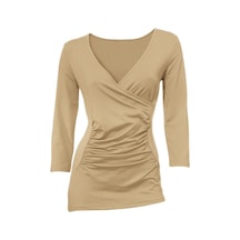 Bulalgiy Kadın Camel 3/4 Kollu Tişört - Bga105026 Camel