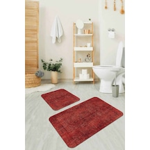 Kiremit Modern Klasik Banyo Halısı Klozet Paspas Seti Bs236n11
