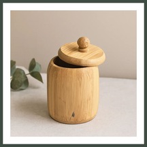 Bezos Kapaklı Ahşap Bambu Şekerlik 7.5 X 8.5 Cm Nhr Çok Renkli