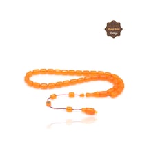 Turuncu 11 X 8 Mm Özel Sistem Püsküllü Kapsül Kesim Zar Kehribar Tesbih 201025510