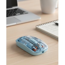 Mavi Kablosuz Mouse Bluetooth Ve Usb Çift Mod Bağlantılı Mh-hs1581-3666