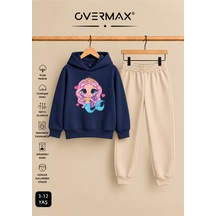 Overmax Kız Çocuk Deniz Kızı Baskılı Kapüşonlu Eşofman Takımı 3-12 Yaş Lacivert-bej - 920974800 Lacivert-bej