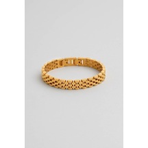 Sarı Kaplama Erkek Çelik Zincir Bileklik