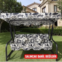 Lüks 3 Kişilik Bahçe Salıncağı Lüks Kumaşlı Dünya Saat Desenli 3 Kişilik Salıncak Büyük Salıncak Çok Renkli
