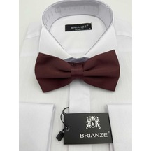 Brianze Kahverengi Düz Renk Saten Papyon Kahverengi