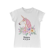 Unicorn Mom Pink Anneler Günü Beyaz Kadın Tshirt 001