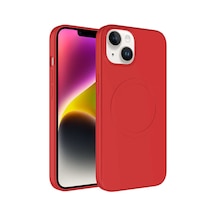 Ardemix Apple iPhone 14 Plus Uyumlu Magsafe Wireless Şarj Özellikli Pastel Renk Silikon Pl Kirmizi