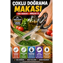5 Bıçaklı Çoklu Doğrama Makası Sebze Yeşillik Maydanoz Taze Soğan Kesme Makası Temizleme Taraklı Set