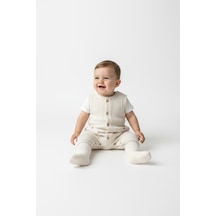 Tiffany Baby & Kids Nope Müslin Tasarımlı Uzun Atlet Tulum Bej