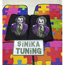 Joker Sıyah Oto Servis Kılıfı Ön Ve Arka 4parça Arka Logolu Ve Renkli Dekor Halı Paspas Üniversal 1 Takım
