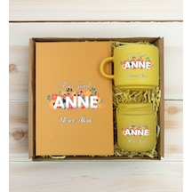 Bk Gift Kişiye Özel İsimli Dtf Anne Temalı Sarı Defter & Kahve Fincanı & Mum Hediye Seti-2, Anneye Hediye, Anneler Günü Hediyesi Kobitmeyencom30808 Bk