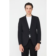 Siyah Slim Fit Klasik Yaka Erkek Spor Blazer Ceket Siyah