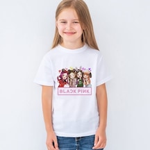 Blackpink Baskılı Unisex Çocuk Tişört T-Shirt Mr-04 Beyaz