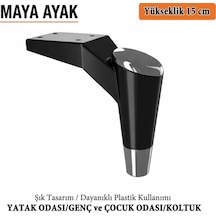 Maya Ayak 15 Cm Siyah-krom Mobilya Kanepe Sehpa Tv Ünitesi Koltuk Genç Ve Çocuk Odası Ayağı Siyah