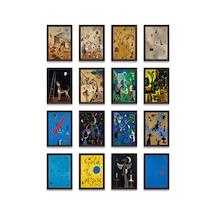 Joan Miró Tabloları 16'lı Sticker Seti Laptop Defter Planlayıcı Etiket Çok Renkli