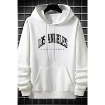 Uyguntarz Unisex Los Angles Baskılı Sweatshirt beyaz