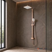 Kale Rain Kare Push Button Rose Gold Duş Barı