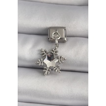 316l Çelik Gümüş Renk Zirkon Taşlı Kar Tanesi Model Nomination Charm Çok Renkli